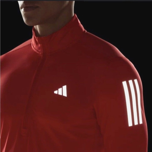 Adidas Men's Bright Orange 1/4 Zip Jacket - Picture 9 of 9